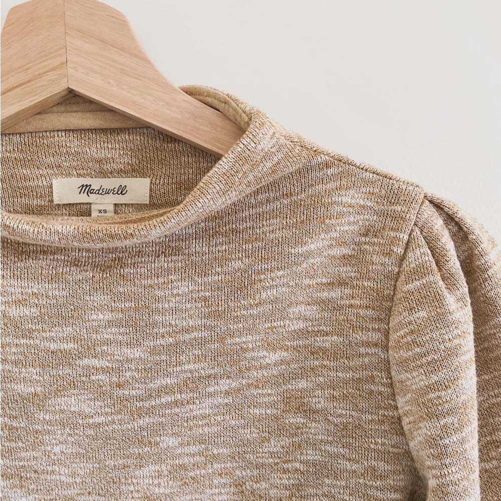 Madewell Gathered-Sleeve Mockneck Top size XS